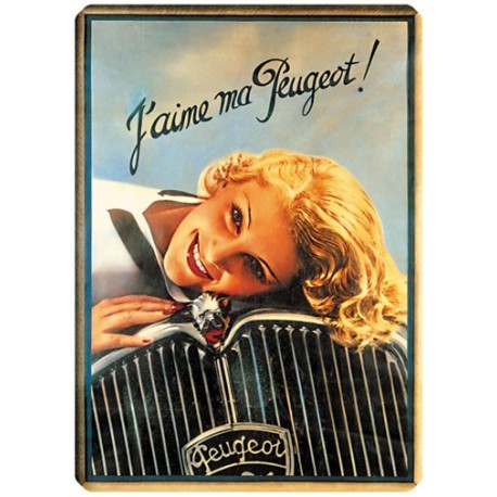 Plaque métal - J'aime ma Peugeot - Peugeot