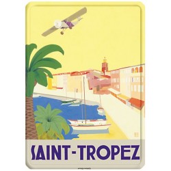 Plaque métal 15x21 - Saint Tropez L'avion (fin de série)