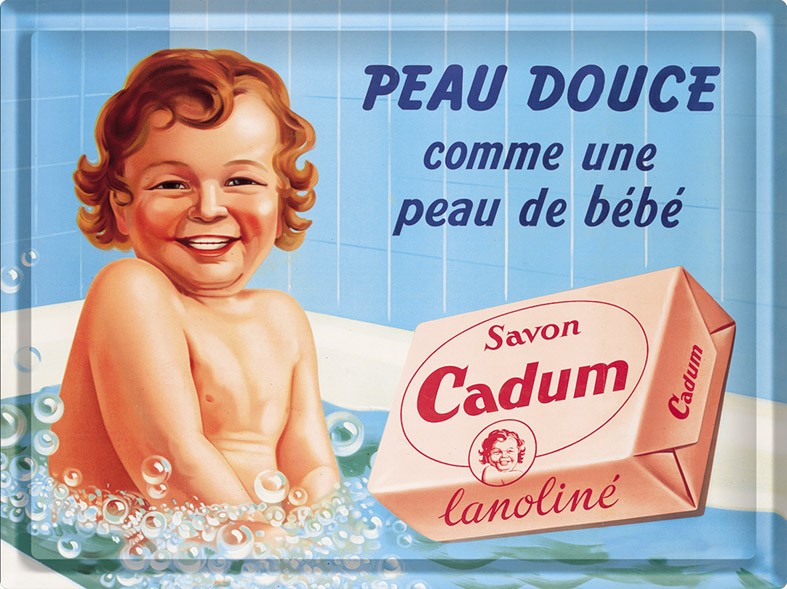 Plaque métal 30x40 - Bain de bébé - Cadum