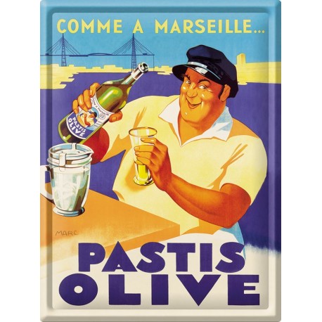 Plaque métal - Pastis Marseille - Pastis Olive