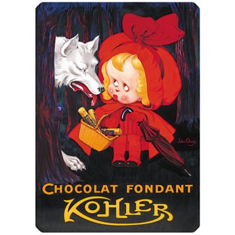 Plaque métal 15x21 - Chaperon rouge Chocolat