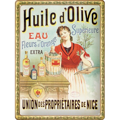 Plaque métal - Huile d'olive tête nue - Union des propriétaires de Nice