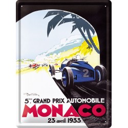 Plaque métal - Grand Prix de Monaco de 1933 - Ville de Monaco