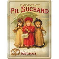 Plaque métal - Trois enfants - Chocolat Suchard