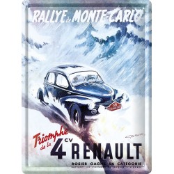 Plaque métal - Triomphe de la 4 CV - Renault