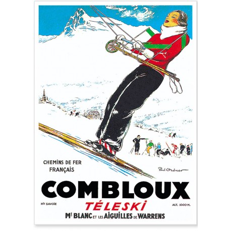 Affiche - Combloux - La skieuse brune - PLM