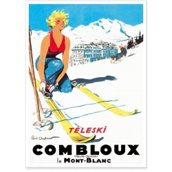 Affiche - Combloux La skieuse blonde