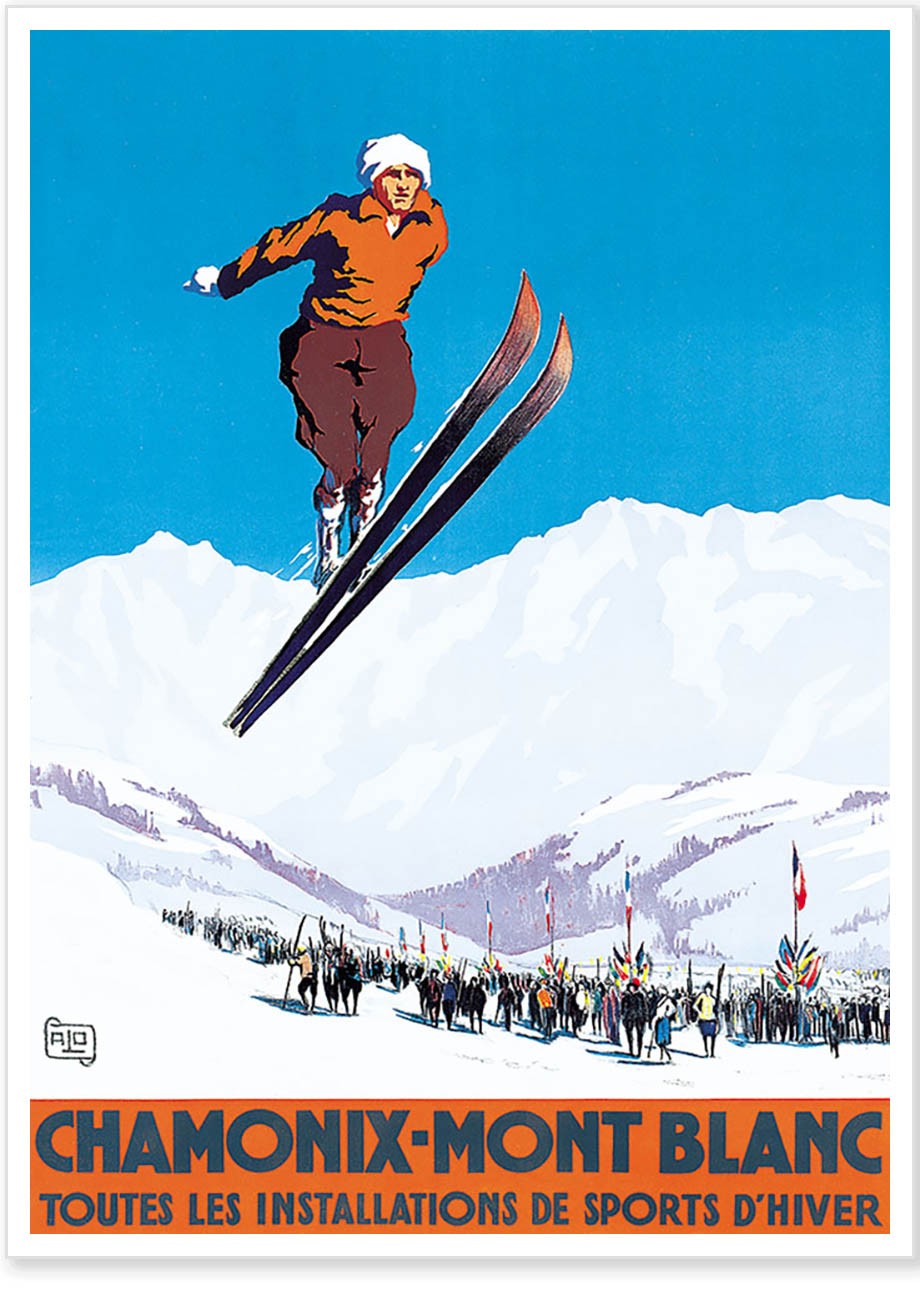 Tirage Argentique Vintage Saut à Ski Chamonix - 13x18 Cm - Circa 1930