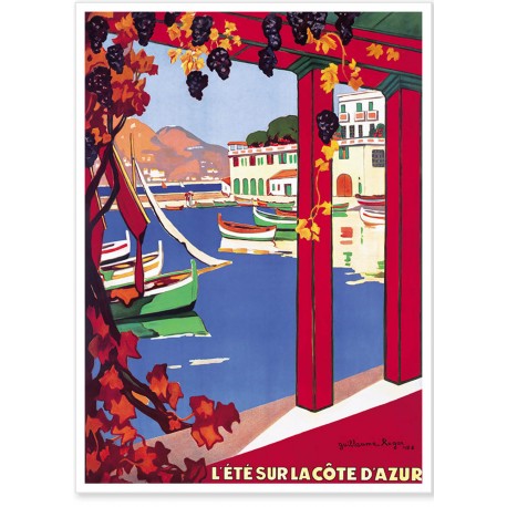 Affiche - Côte d'Azur - Port - PLM