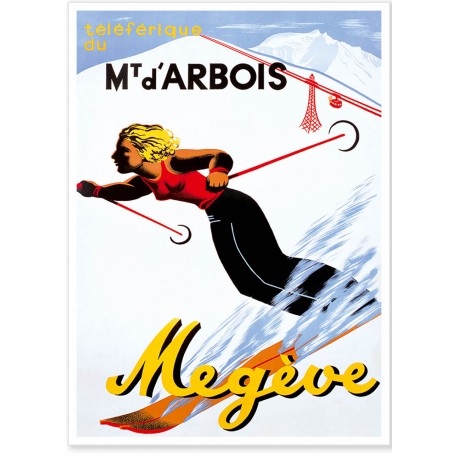 Affiche - Megève - Téléférique du Mont d'Arbois - Ville de Megève