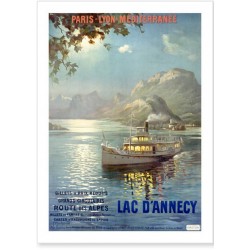 Affiche - Le lac d'Annecy de nuit - PLM
