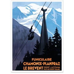 Affiche - Le funiculaire Chamonix Planpraz