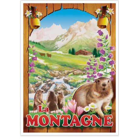 Affiche - Montagne Marmottes