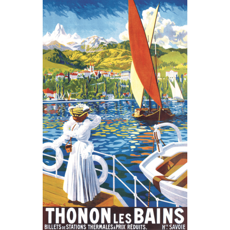 Affiche 50x70 - Sur le lac à Thonon les Bains