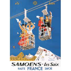 Affiche 50x70 - Samoens les Saix Été Hiver