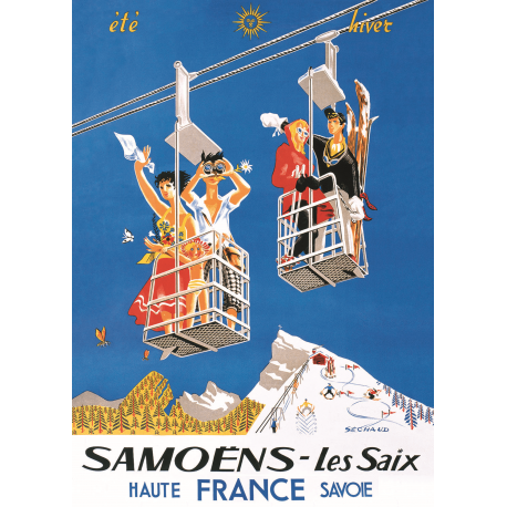 Affiche 50x70 - Samoens les Saix Été Hiver