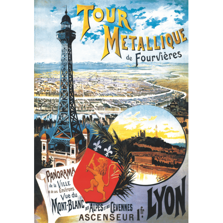 Affiche 50x70 - Tour Métallique de Fourvières à Lyon