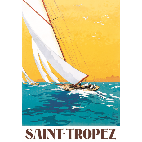 Affiche 50x70 - Voilier à Saint Tropez