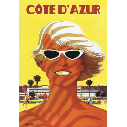 Affiche 50x70 - Portrait sur une plage de Cote d'Azur