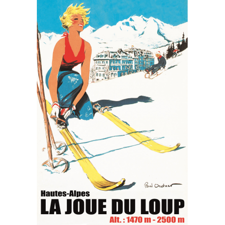 Affiche 50x70 - Skieuse à La Joue du Loup