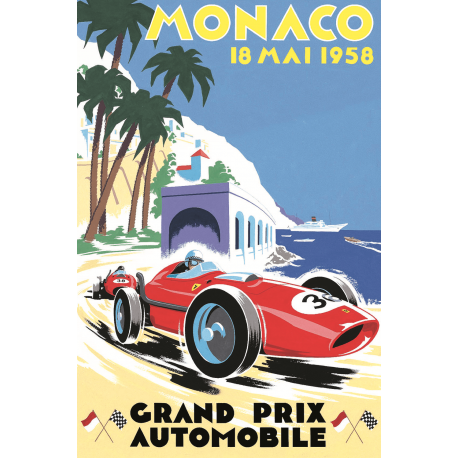 Affiche 50x70 - Grand Prix de Monaco de 1958