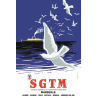 Affiche 50x70 - Oiseaux et Paquebot SGTM à Marseille