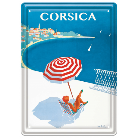 Plaque métal 15x21 - Sous un Parasol en Corse