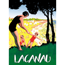 Affiche 50x70 - Vacances en famille à Lacanau