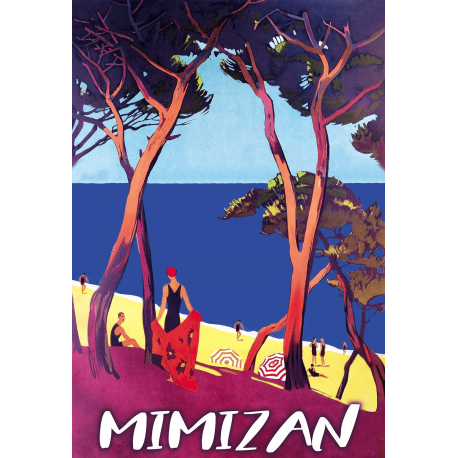 Affiche 50x70 - Plage sur l'Océan à Mimizan