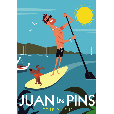 Affiche 50x70 - Standup Paddle à Juan les Pins