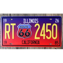 Plaque métal - Route 66 Illinois California - 15x30 en relief
