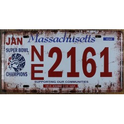 Plaque métal - New England Superbowl - 15x30 en relief