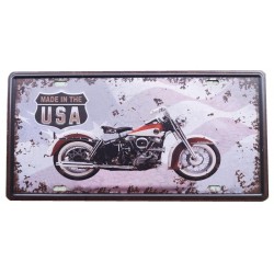 Plaque métal - Moto Made In the USA - 15x30 en relief