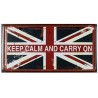 Plaque métal - Keep Calm and Carry On - 15x30 en relief
