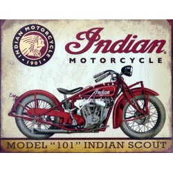 Plaque métal - Indian Scout 101 - 20x30 en relief