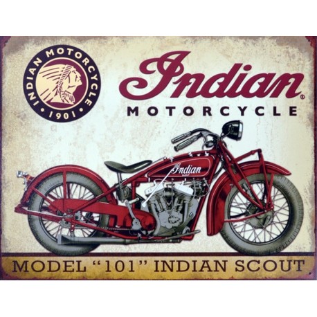 Plaque métal - Indian Scout 101 - 20x30 en relief