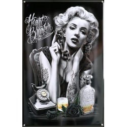Plaque métal - Marilyn Monroe Heart Breaker - 20x30 en relief
