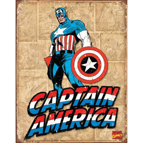 Plaque métal US - Captain America - 30x40cm