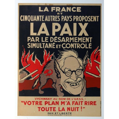 Aff. 56x74cm - La France et 50 autres pays proposent la Paix