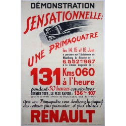 Aff. 77x117cm - Démonstration sensationelle Prima 4 Renault