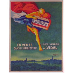 Aff. 57x76cm - Cigarettes Nationales J Vidal Exigez la Marque