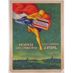 Aff. 57x76cm - Cigarettes Nationales J Vidal Exigez la Marque