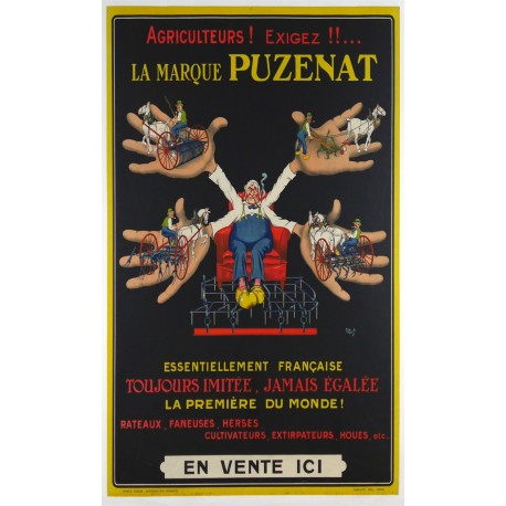 Aff. 59x79cm - Puzenat Agriculteurs ! Exigez ! la marque Puzenat (Matériel Agricole)