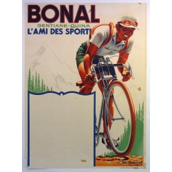 Aff. 56x76cm - Bonal Gentiane Quina l'ami des Sportifs (Cycliste)
