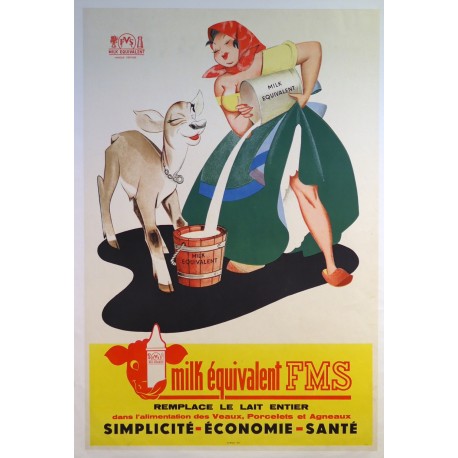 Aff. 60x89cm - Milk Equivalent FMS Remplace le lait entier