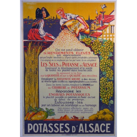 Aff. 78x113cm - Potasse d'Alsace Sels de Potasse Rendements Elevés