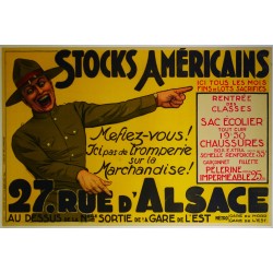 Aff. 118x77cm - Stocks Américains Méfiez-vous ici pas de tromperie