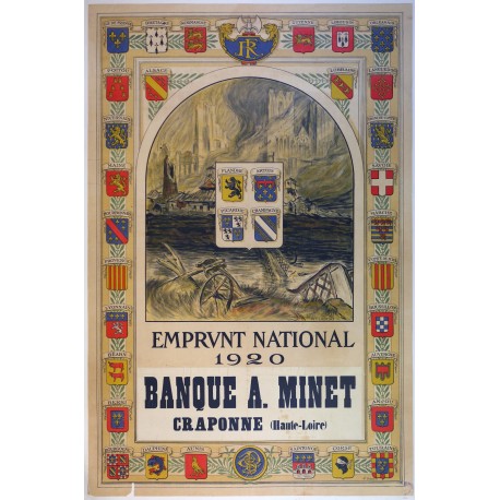 Aff. 77x116cm - Emprunt National Banque A. Minet Craponne