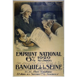 Aff. 75x114cm - Emprunt National 1920 Banque de la Seine