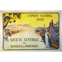 Aff. 119x79cm - Emprunt National 1920 Société Centrale des Banques de Province